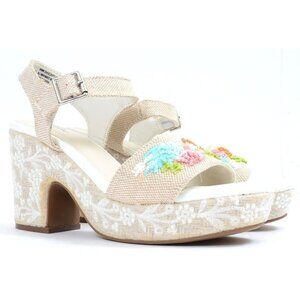 Jessica Cline Magnoalia Womens 9.5 Colorful Beading Block Heel Platform Sandals
